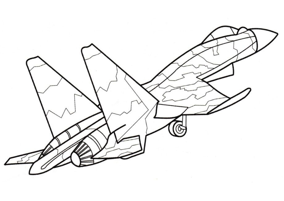 Dibujo para Colorear del Caza de Ataque Su-37