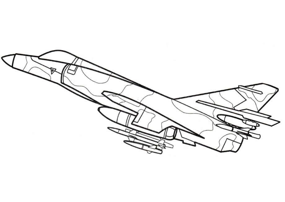 Dibujo para Colorear del Avión de Ataque Etendard 4