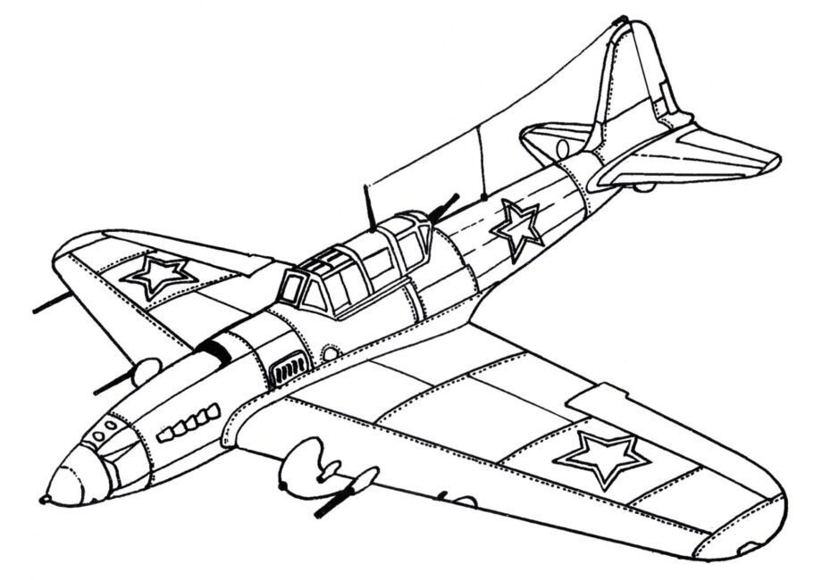 Dibujo para Colorear del Avión de Ataque Il-2