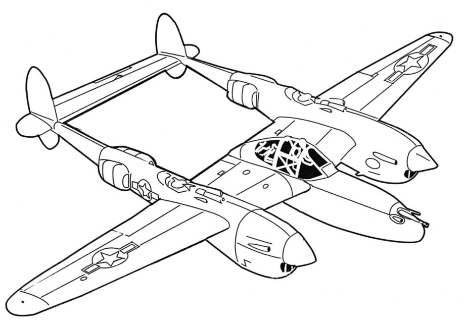 Dibujo para Colorear del Lockheed P-38 Lightning