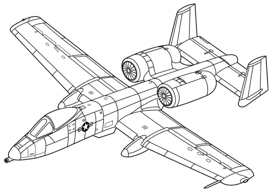 Dibujo para Colorear del Avión de Ataque A-10A