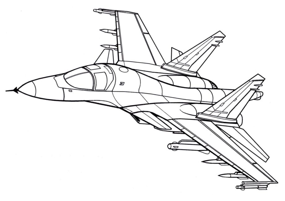 Dibujo para Colorear del Caza Multifuncional Su-34