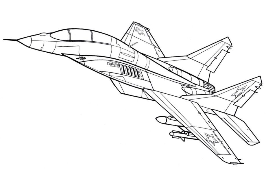 Dibujo para Colorear del Caza de Primera Línea MiG-29