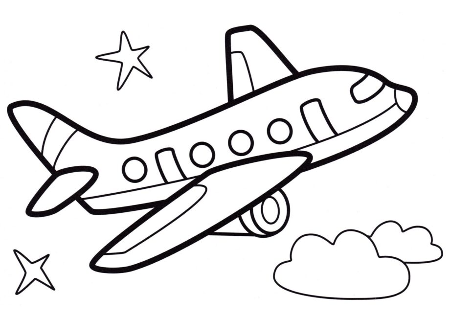 Dibujo para Colorear del Aeroplano en Vuelo