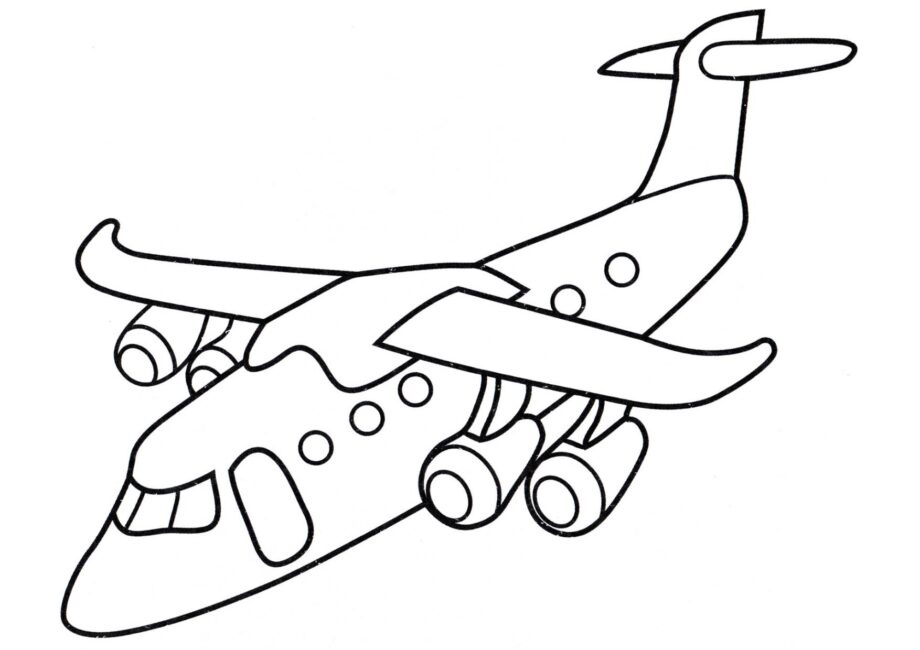 Dibujo para Colorear del Aeroplano en el Cielo