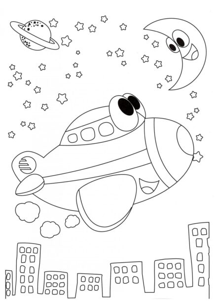 Dibujo para Colorear de Aeroplano Infantil