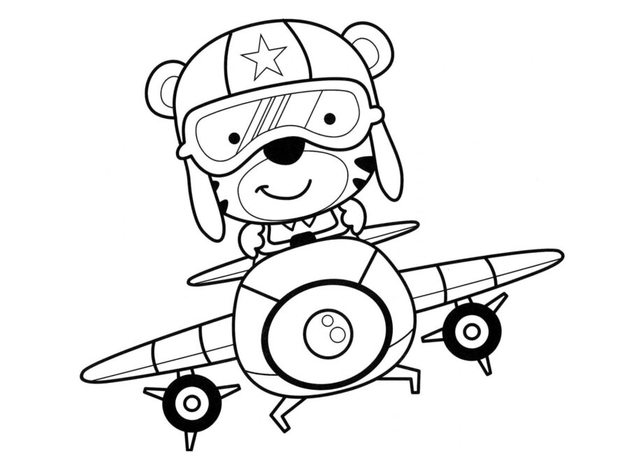 Dibujo para Colorear del Piloto Tigre Pequeño