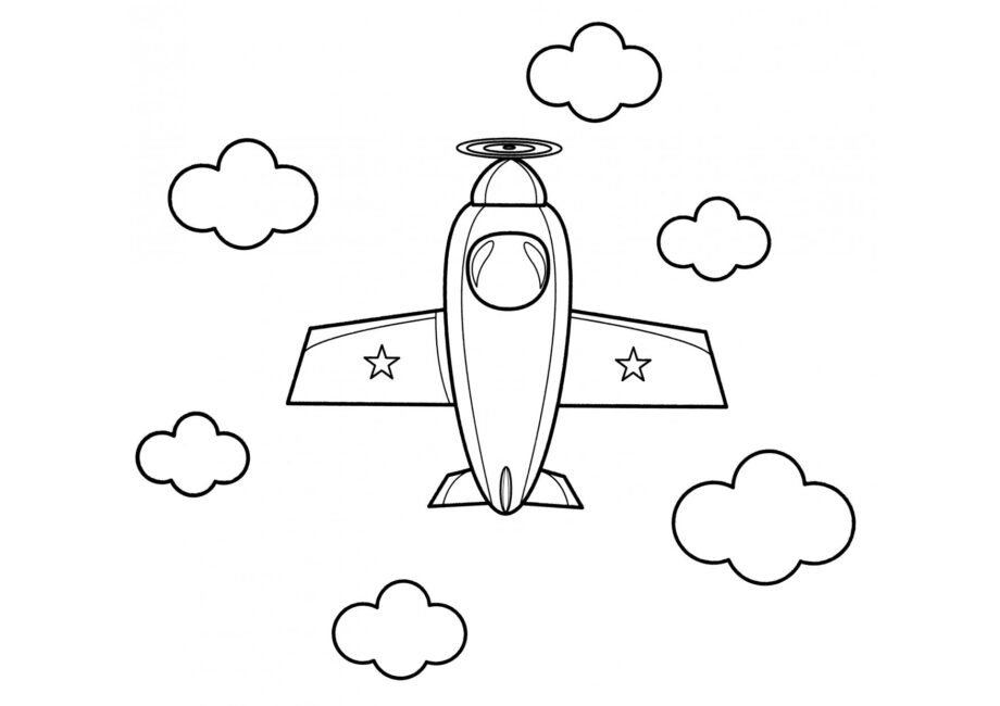 Dibujo para Colorear del Aeroplano Soviético con Hélices