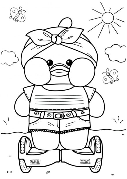 Pato en Hoverboard Dibujos para Colorear