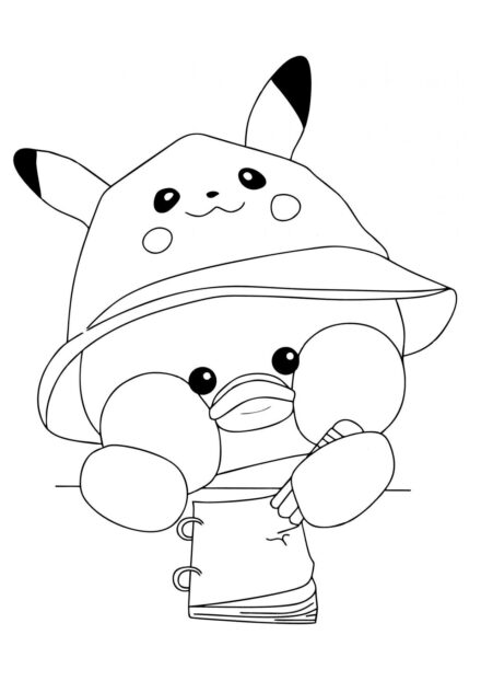 Lalafanfan Pato Pikachu Dibujos para Colorear