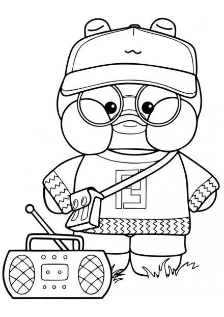 Lalafanfan con un Boombox Dibujos para Colorear