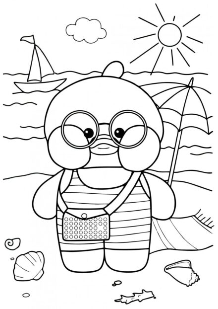 Lalafanfan Pato junto al Mar Dibujos para Colorear