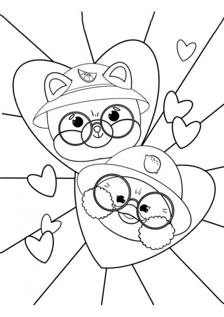 Lalafanfan y Shiba con Sombreros Dibujos para Colorear