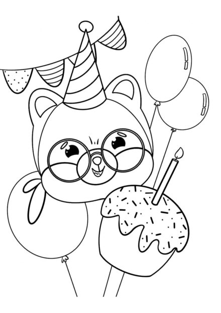 Shiba con un Cupcake Festivo Dibujos para Colorear