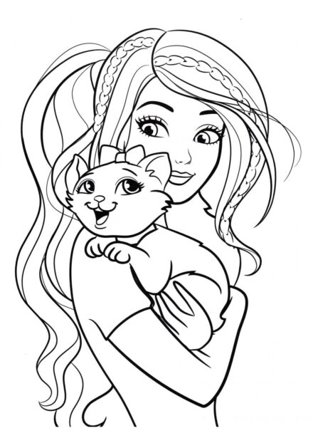 Barbie y Su Gato Blissa Dibujos para Colorear