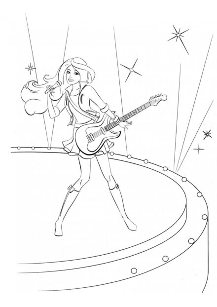 Barbie Cantando en el Escenario Dibujos para Colorear