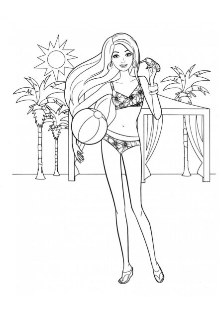 Barbie en la Playa Dibujos para Colorear