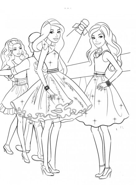 Barbie con Sus Amigas Dibujos para Colorear