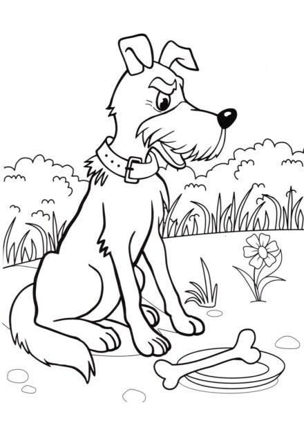 Dibujo para Colorear: Perro Enojado