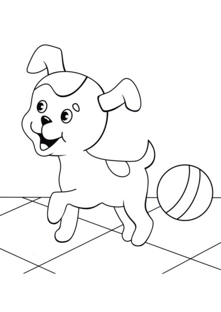 Dibujo para Colorear: Cachorro Preparándose para Pasear