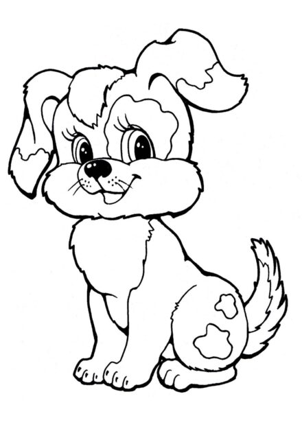 Dibujo para Colorear: Perro Feliz