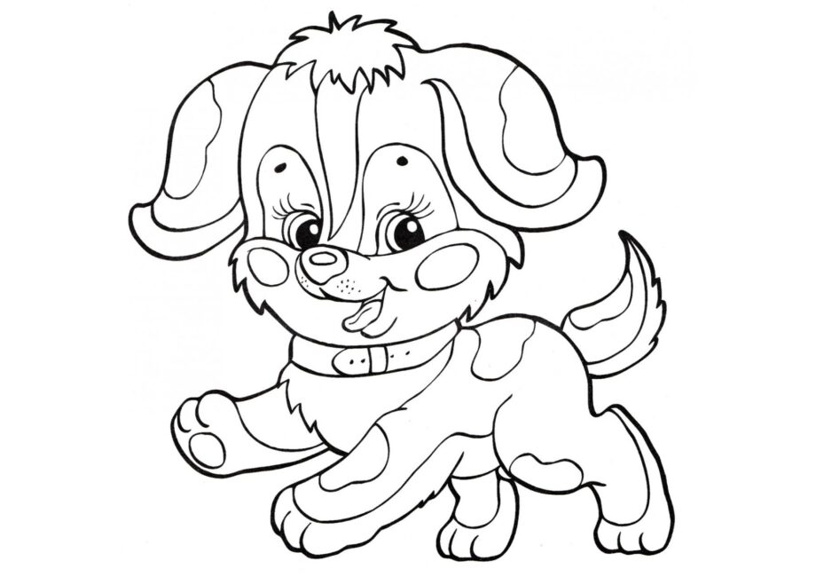 Dibujo para Colorear: Cachorro Alegre