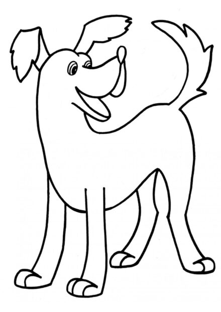 Dibujo para Colorear: Perro Alegre