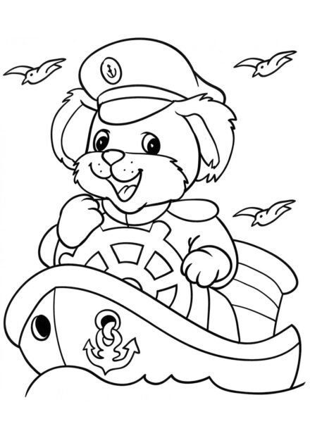 Dibujo para Colorear: Perro Marinero