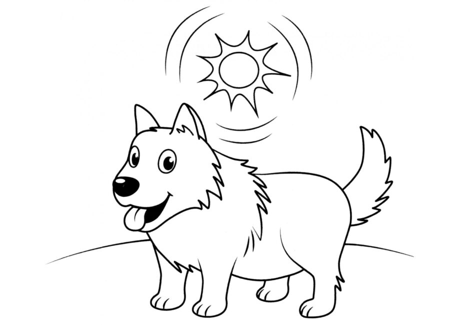 Dibujo para Colorear: Perro Satisfecho