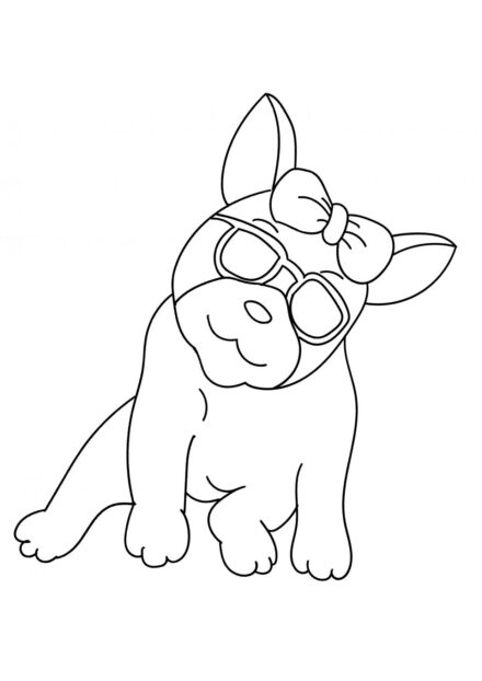 Dibujo para Colorear: Bulldog con Gafas