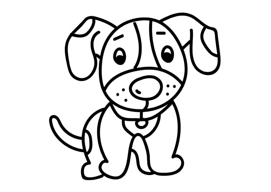 Dibujo para Colorear: Cachorro con un Collar