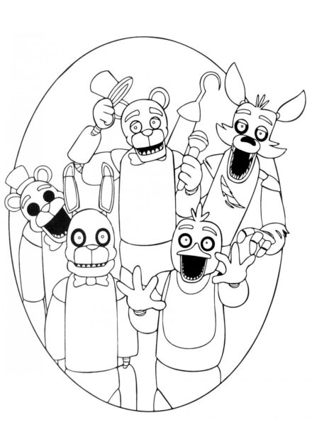 Dibujo para Colorear de los Robots de FNAF