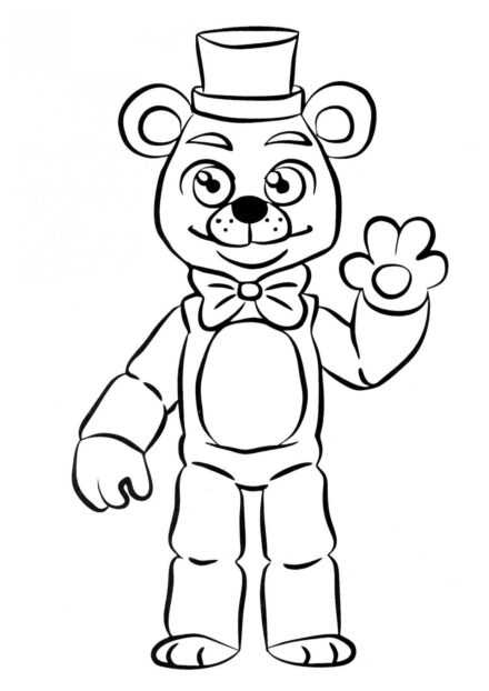 Dibujo para Colorear de Freddy Fazbear Amigable