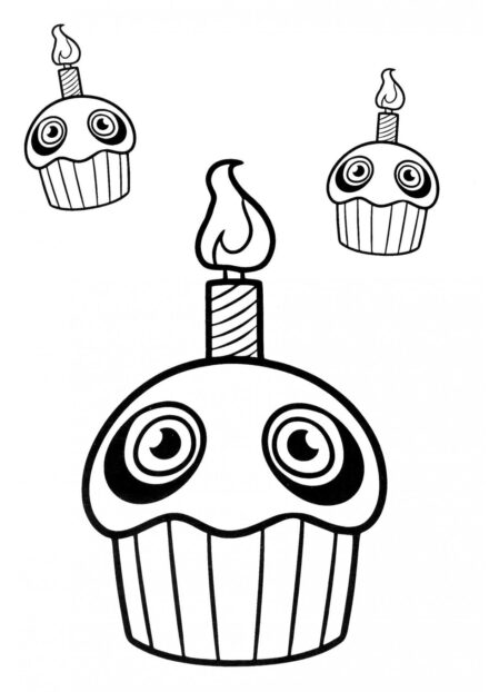 Dibujo para Colorear de Mr Cupcake con Vela