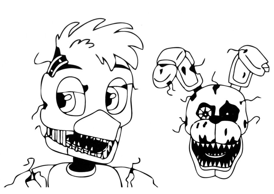 Dibujo para Colorear de Chica y Bonnie de FNAF