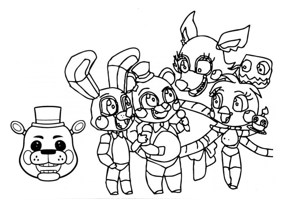 Dibujo para Colorear de Animatronics Celebrando