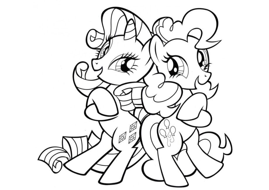 Dibujo para Colorear de Rarity y Pinkie Pie