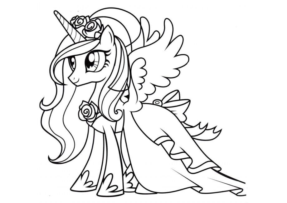 Dibujo para Colorear de Cadance en un Vestido