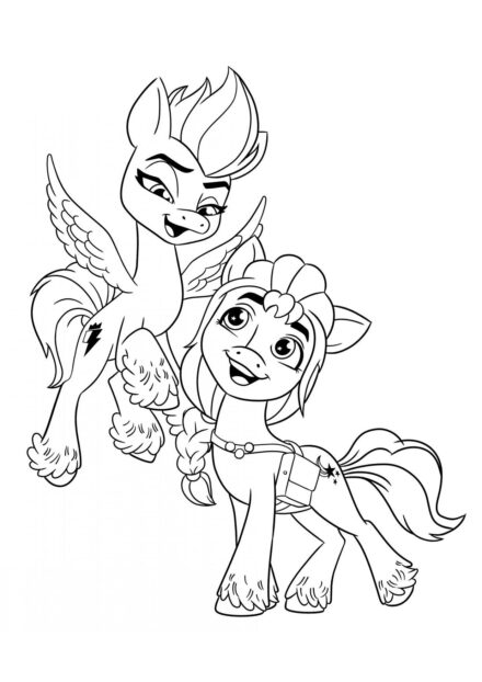 Dibujo para Colorear de Amigos Pegasos y Ponis