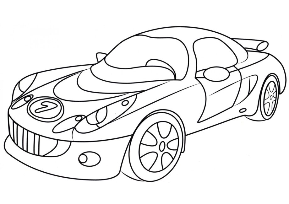 Dibujo para Colorear Coche de Carreras Brillante