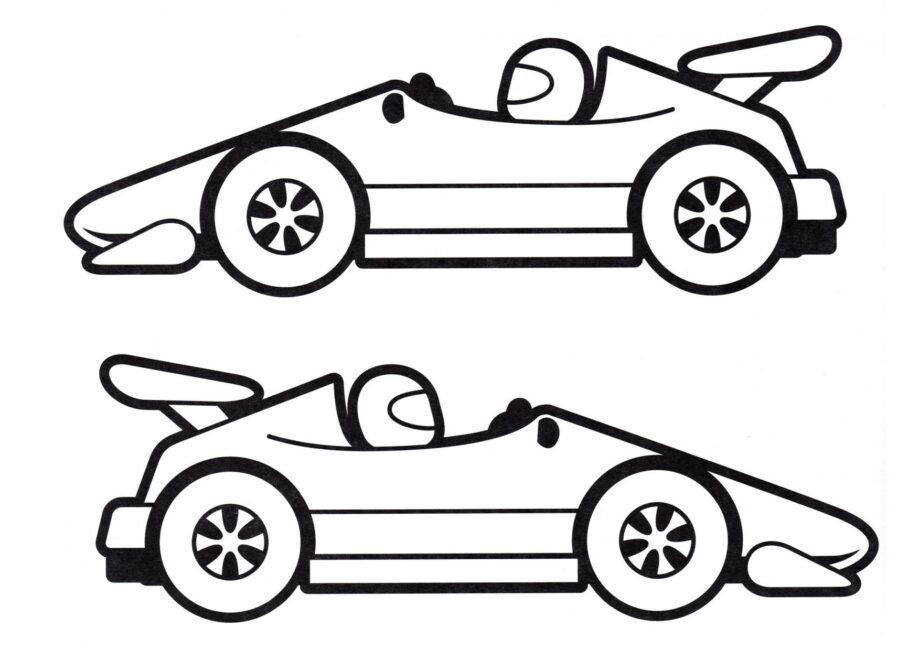 Dibujo para Colorear Dos Coches de Carreras