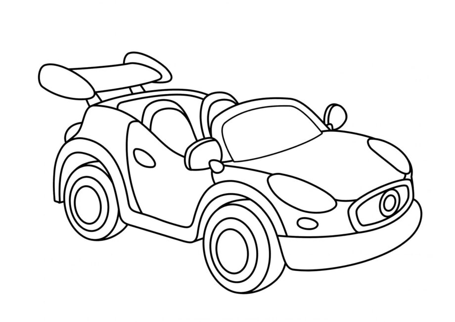 Dibujo para Colorear Coche de Carreras con Spoiler