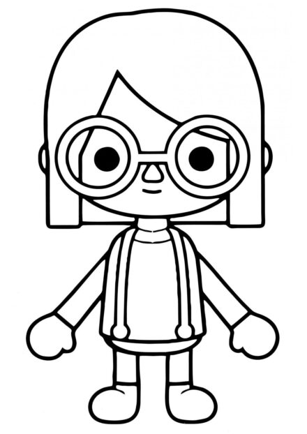 Dibujo para Colorear Toca Boca - Chica con Gafas