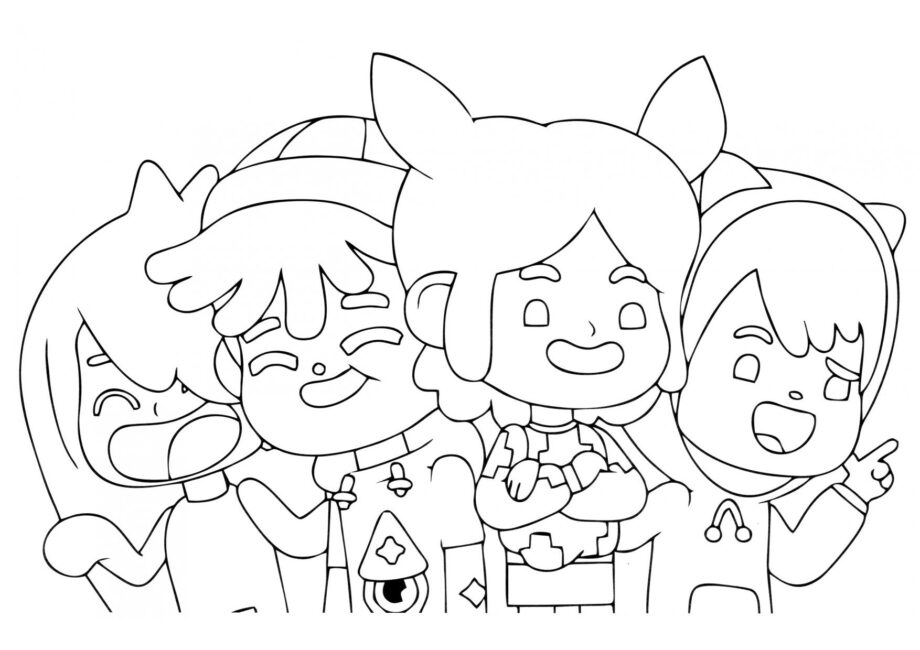 Dibujo para Colorear - Nari, León, Rita y Zeke Juntos