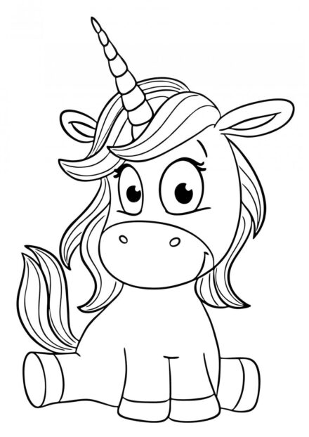 Dibujo para Colorear: Mágico Pequeño Unicornio