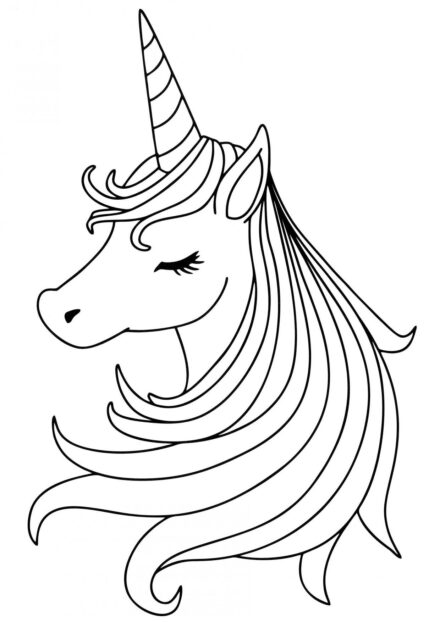 Dibujo para Colorear: Unicornio Hermoso