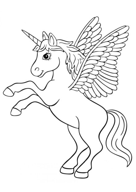 Dibujo para Colorear: Unicornio Saltando