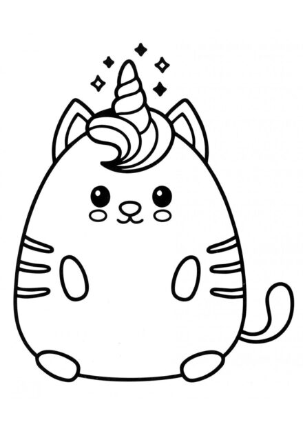 Dibujo para Colorear: Gato Unicornio