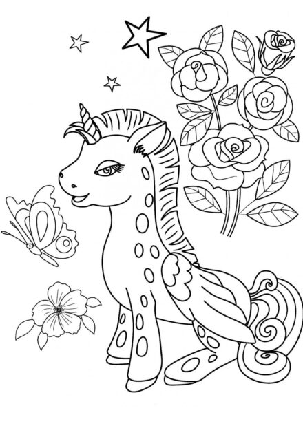 Dibujo para Colorear: Becerrito Unicornio