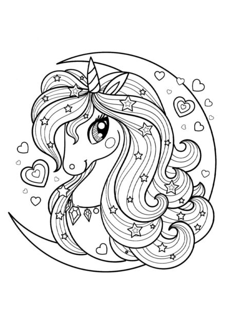 Dibujo para Colorear: Encantador Pequeño Unicornio